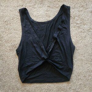 Offline/ Aerie/ AE Plunge V-Neck Knotted Crop Top Blk SML NWT Loose Fit